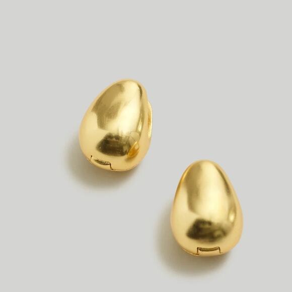 NEW Madewell Droplet Huggie Vintage Gold Hoop Earrings - Picture 2 of 8